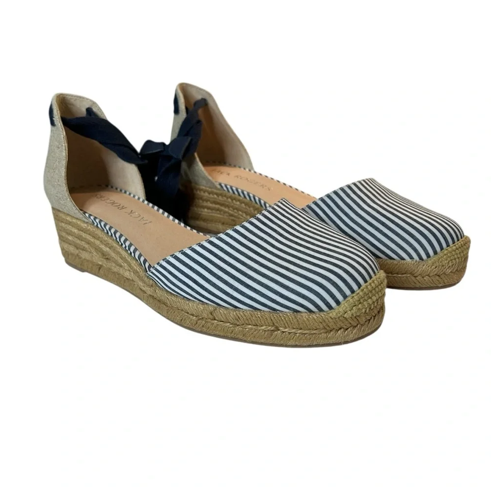 NEW Jack Rogers Espadrille Wedge Sandal Palmer Ankle Wrap Closed Toe Size 9.5